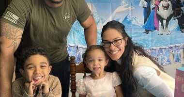 The family of a New York City firefighter have been left distraught after he was fired by the department and then died from a heart attack at the age of 36. Derek Floyd is seen left, with his wife Christine, son Ethan, six, and daughter, Abigail, two