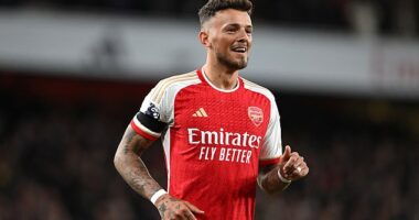 Fans have taken to social media to debate whether Ben White meant to cross the ball or not for Arsenal 's fifth goal against Chelsea on Tuesday evening