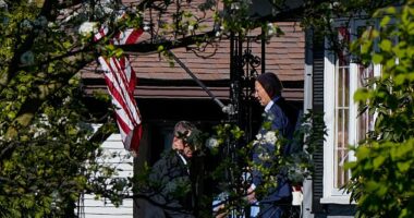 President Joe Biden is photographed outside his childhood home Tuesday in Scranton, Pennsylvania