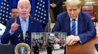 President Joe Biden make a joking reference to Donald Trump 's criminal trial in New York while he campaigned for re-election in Pennsylvania , getting in a hit at his Republican rival. 'Under my predecessor, who's busy right now, Pennsylvania lost 275,000 jobs,' Biden said to U.S. steelworkers, who chuckled in response.