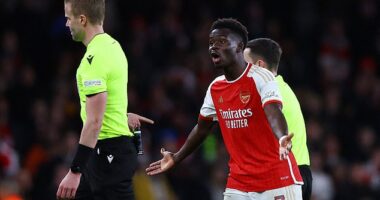 Bukayo Saka was incensed that Arsenal did not get a penalty in stoppage time against Bayern