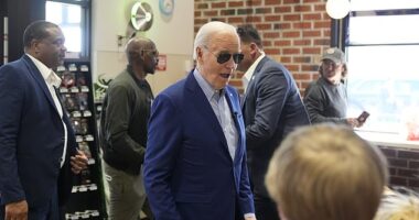 President Joe Biden attempted to rip a page out of his predecessor and 2024 opponent Donald Trump 's playbook by ordering fast food for construction workers Wednesday