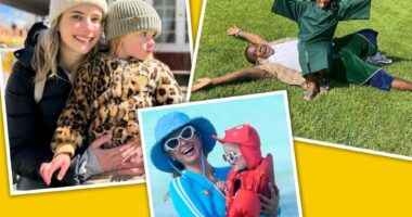 Celebs cuddle up with their kids