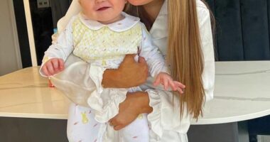 Charlotte Dawson fears her eight-month-old son Jude may develop breathing problems or asthma after a near fatal health scare (pictured on Monday)
