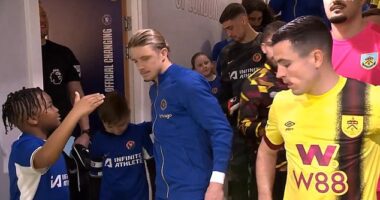 Chelsea and England star Conor Gallagher was accused of being 'racist' after he accidentally ignored a handshake from a black mascot ahead of Saturday's match with Burnley