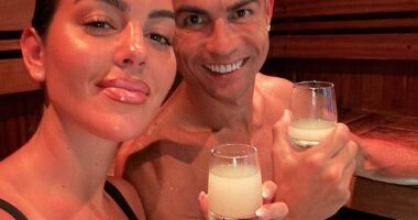 Cristiano Ronaldo and his partner Georgina Rodriguez enjoyed a drink in a sauna during their holiday