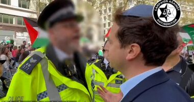 The Metropolitan Police was branded 'beyond appalling' after an officer threatened to Falter for 'breaching the peace' at a pro-Palestine demo because he was 'quite openly Jewish'