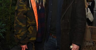 Damian Lewis, 53, looked more than loved-up with girlfriend Alison Mosshart, 45, as they attended Bella Freud's birthday bash in Chiltern Street, London on Thursday