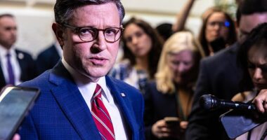 A fiery Mike Johnson insisted he won't resign from the speakership as more Republicans are demanding he step down over his push for foreign aid - without border security measure