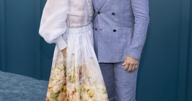 Derek Hough and Hayley Erbert attended the star-studded launch of Hulu on Disney+ in Los Angeles on Friday — just hours after announcing that Erbert is 'cleared' to dance again four months after she suffered a cranial hematoma