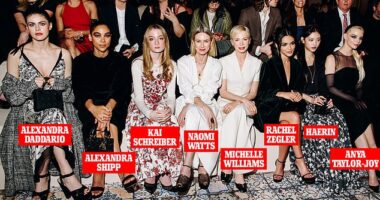 Dior's VERY star-studded front row: Oscar nominees Naomi Watts and Michelle Williams join TV sensations Anya Taylor Joy and Alexandra Daddario for glam photo