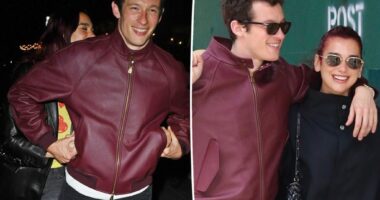 Dua Lipa hugs boyfriend Callum Turner during NYC date night