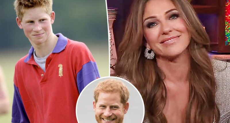 Elizabeth Hurley reacts to Prince Harry virginity theories