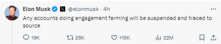 Elon Musk threatens X users involved in engagement farming