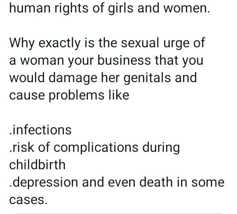Female circumcision attracts four-year imprisonment - NAPTIP warns after man encouraged FGM of baby girls to