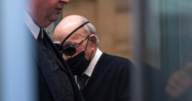 Joe Lewis is seen wearing an eye patch. His lawyers argued he wouldn't survive incarceration
