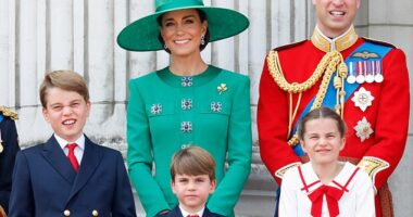 The Prince and Princess of Wales are said to be 'bouyed by their children's smiles' in the wake of Kate's cancer diagnosis. The family pictured in June 2023
