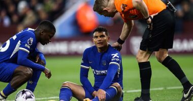 Thiago Silva was forced off towards the end of Chelsea's eventful 2-2 draw with Aston Villa