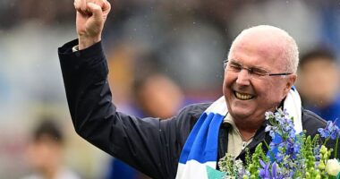 Sven-Goran Eriksson was moved to tears as Gothenburg fans sang to him and raised a tifo in his honour