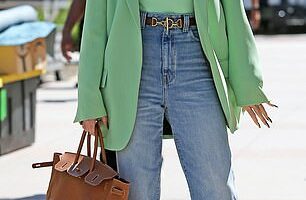Heidi Klum and Sofía Vergara were twinning in denim jeans as they arrived on set to film America's Got Talent in Pasadena, California on Wednesday
