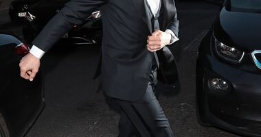 Tom Cruise, 61, arriving at Oswald's, Mayfair, for Victoria Beckham's 50th birthday party on Saturday