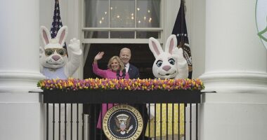 President Joe Biden, first lady Jill Biden and the Easter Bunnies at the White House