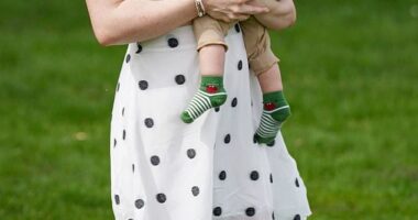 Amee Gleadell from Lincoln says other mothers shame her for being 'naturally pretty'. Pictured with her son Arthane, 15 months
