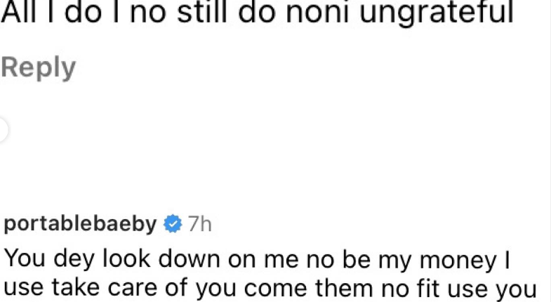 If my name is removed from your name, you are nothing - Portable continues dragging his wife