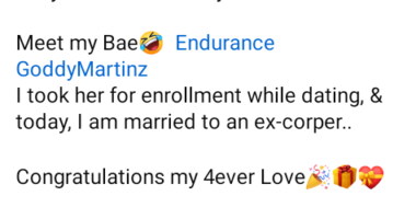 If people succeeded in telling you that it is not your job to sponsor your babe in school, they have scammed you - Nigerian man says as he celebrates his wife on her NYSC POP