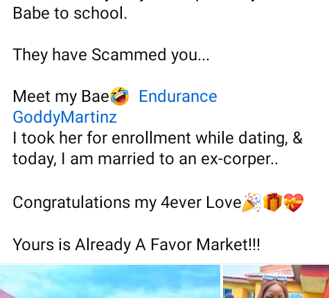 If people succeeded in telling you that it is not your job to sponsor your babe in school, they have scammed you - Nigerian man says as he celebrates his wife on her NYSC POP
