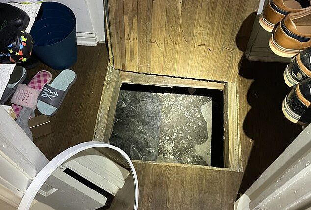 The opening to a tunnel where people could easily be hidden was found inside a Fort Worth stash house where five illegal immigrants were arrested Friday