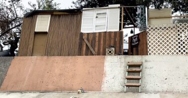 Inside the Los Angeles highway houses: Sky-rocketing prices made them homeless - so they built a ramshackle city on the side of one of America's busiest freeways