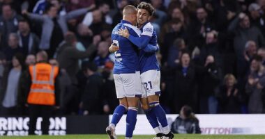 Jeremy Sarmiento (R) came off the bench to score a dramatic late winner for Ipswich Town