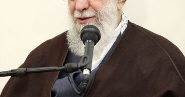 Khamenei (pictured) tried downplaying the failure of the Islamic Revolutionary Guard Corps (IRGC) to hit significant targets with its 300-strong salvo of drones and missiles