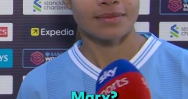Football fans are convinced Matildas star Mary Fowler is developing an English accent following a recent interview from a Women's Super League match (pictured)