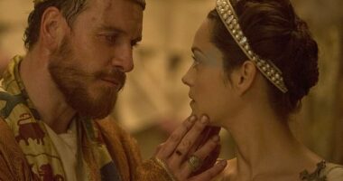 Macbeth and his wife as portrayed by Michael Fassbender and Marion Cotillard in the play penned by William Shakespeare