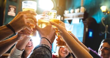 Whether it's to wash down a full English breakfast at 6am or accompany your dinner at 6pm, a trip to Wetherspoons for celebratory booze is almost always factored in to the travel timings (stock image)