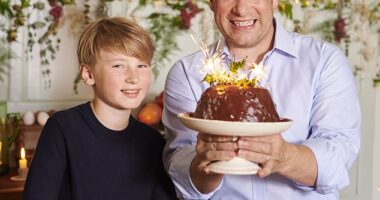 Cooking enthusiast Buddy Oliver, 13, pictured here with his father, the celebrity chef, Jamie Oliver