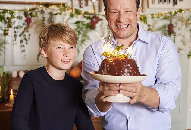 Cooking enthusiast Buddy Oliver, 13, pictured here with his father, the celebrity chef, Jamie Oliver