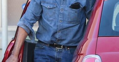 Jay Leno was spotted picking up food in Beverly Hills, California , on Tuesday after being granted conservatorship of his dementia-stricken wife, Mavis