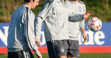 Joey Barton (left) was England team-mates with Frank Lampard (right) and Steven Gerrard (middle)
