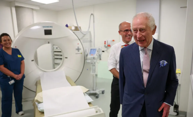 King Charles smiles in first public visit since his cancer diagnosis