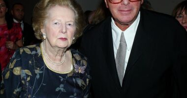 Lord Saatchi pictured with Baroness Margaret Thatcher celebrating the 40th Anniversary of the Founding of the Agency at the Saatchi Gallery in 2010