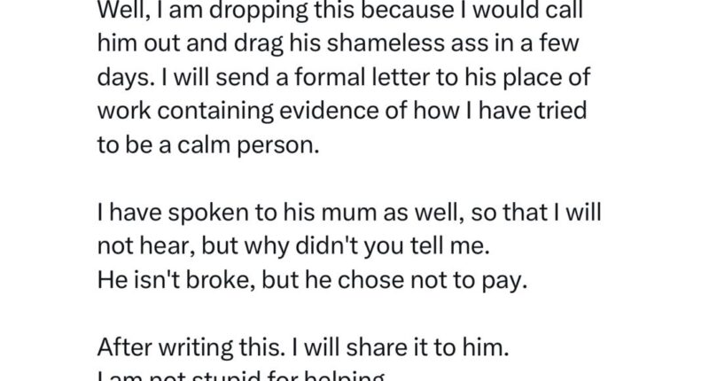 Lady recounts how her friendship of seven years ended after she loaned her friend money meant for her house rent and he refused to return it