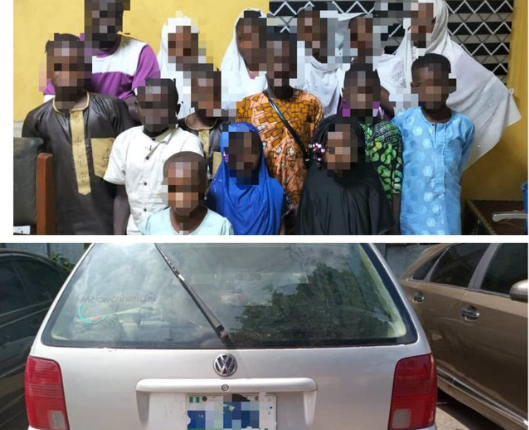 Lagos Police arrest driver for cramming 15 children into a car in Lagos