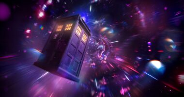 Doctor Who's Tardis traveling through time