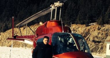 Married At First Sight groom Tim Smith had a secret life as an international drug trafficker, flying cannabis from Canada into the US. Smith is pictured with the Bell 206 JetRanger he used to smuggle hockey bags full of 'BC Bud' out of British Columbia