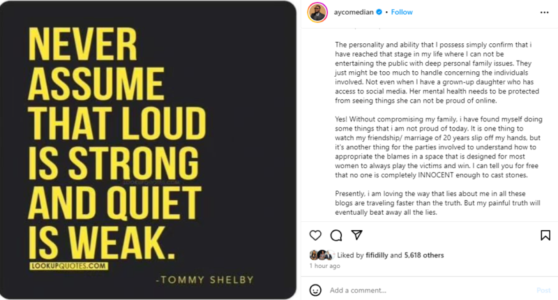 Mabel Makun drops interesting quote moments after her husband, Ay Makun, confirmed rumors of crisis in their marriage