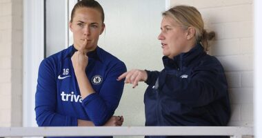 Former Chelsea star Magdalena Eriksson (L) has admitted she was 'shocked' by Emma Hayes' (R) comments about team-mate relationships