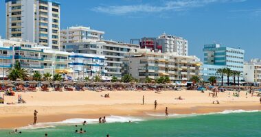 The 71-year-old went to police after allegedly being sexually attacked following a massage session in the Algarve town of Quarteira (file image of the town)